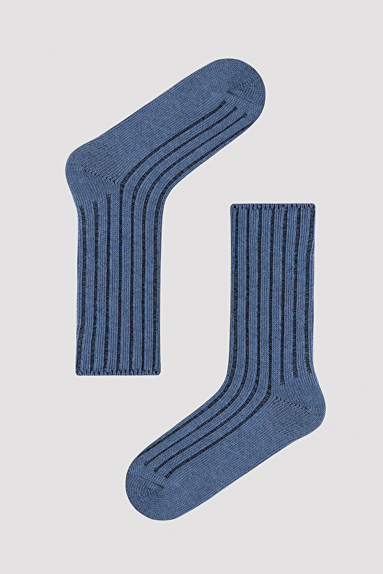 Denim Görünümlü Soket Çorap - 1