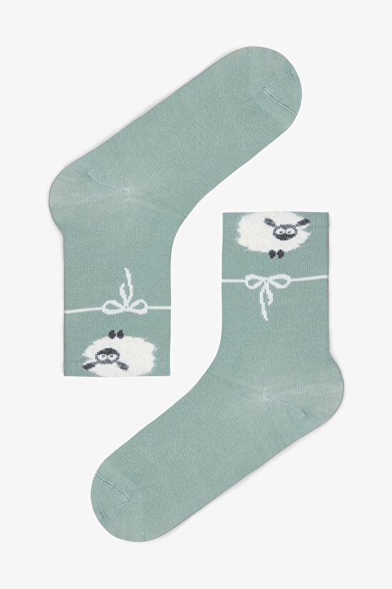 2 Çift Pamuklu Koyun Desenli Soket Çorap - 3