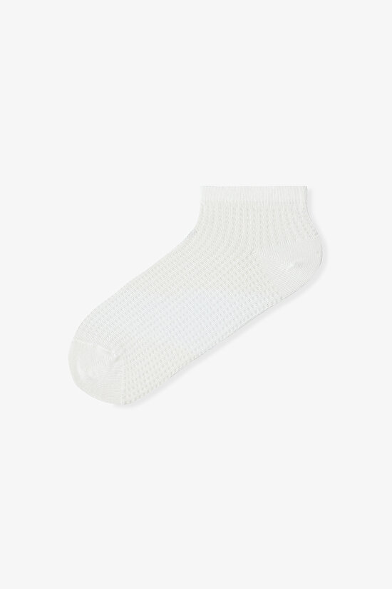 5 Çift Pamuklu Kendinden Desenli Patik Çorap - 3