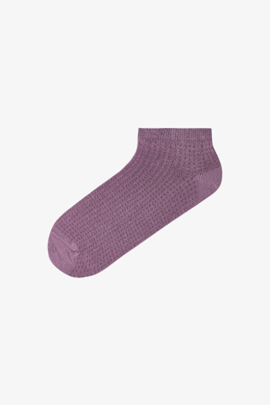 5 Çift Pamuklu Kendinden Desenli Patik Çorap - 6