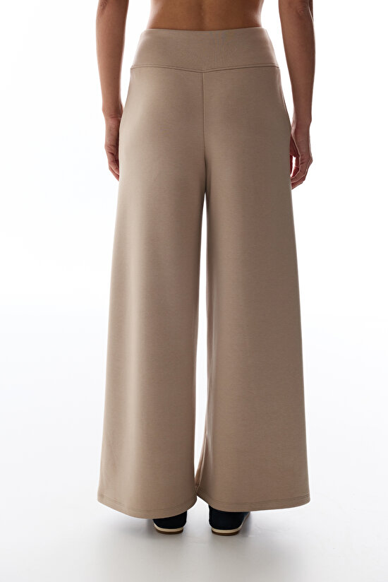 Beige New Wide Leg High Waist Trousers - 3