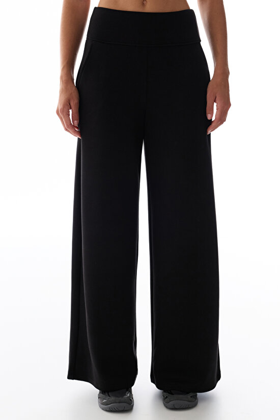 Black High-Waisted Wide-Leg Pants - 2