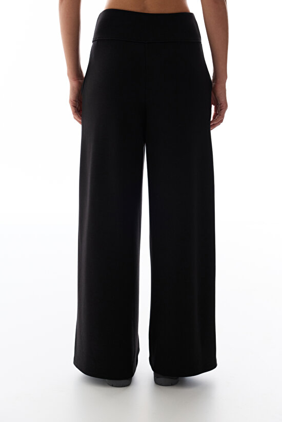Black High-Waisted Wide-Leg Pants - 3