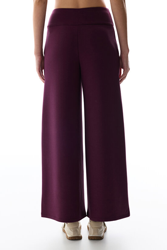 Burgundy New Wide Leg High Waist Trousers - 3