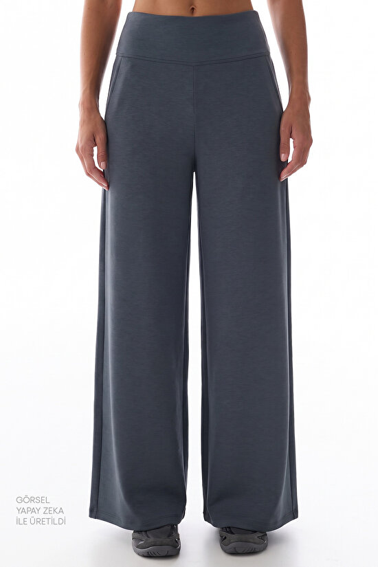 Grey New Wide Leg High Waist Trousers - 2