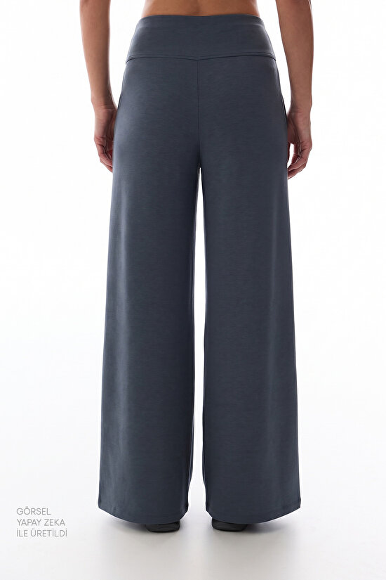 Grey New Wide Leg High Waist Trousers - 3