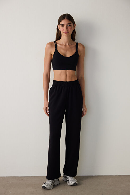 Siyah Silky Feel Spor Pantolon - 7