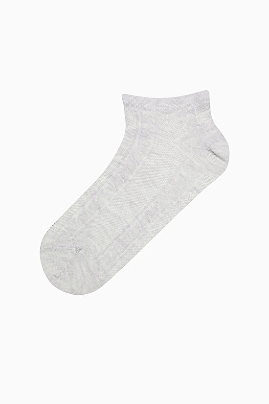 5 Çift Pamuklu Kendiden Örgü Desenli Burun Dikişsiz Patik Çorap - 5