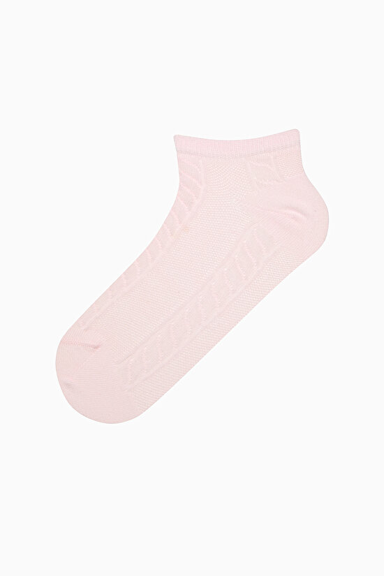 5 Çift Pamuklu Kendiden Örgü Desenli Burun Dikişsiz Patik Çorap - 6