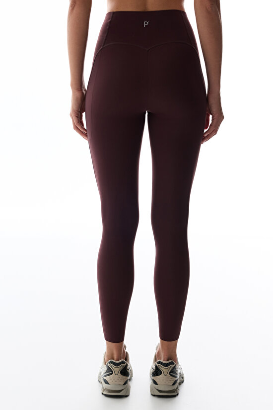 Dark Burgundy New Back Lock Stitch Leggings - 3