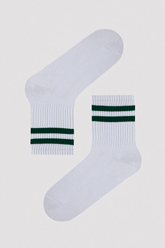 Renkli Şerit Baskılı Tenis Soket Çorap - 2