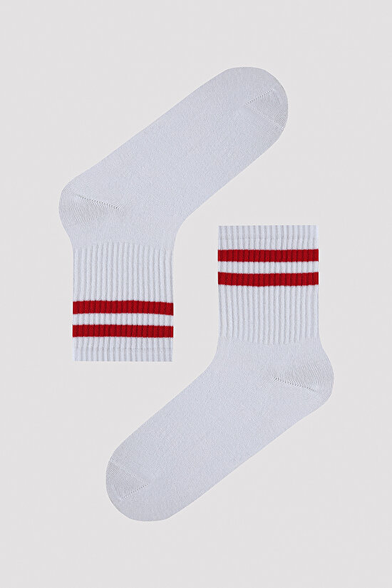Renkli Şerit Baskılı Tenis Soket Çorap - 3
