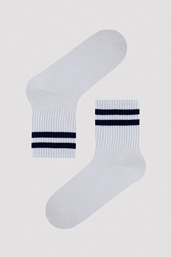 Renkli Şerit Baskılı Tenis Soket Çorap - 4