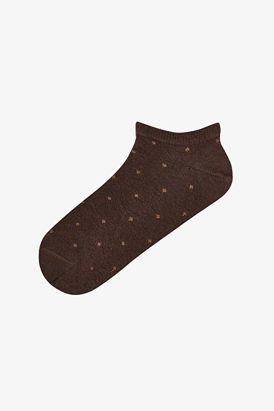 Brown Black Simple Polka Dot Cotton 5 Pack Liner Socks - 2