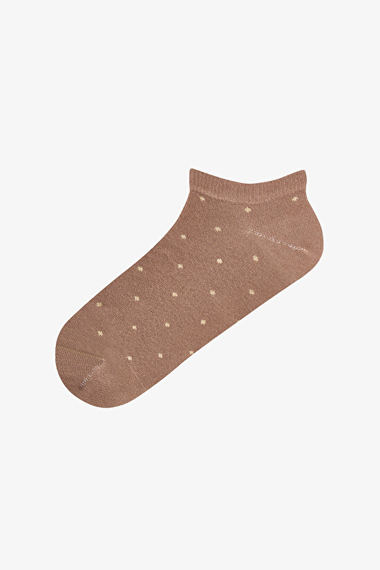 Brown Black Simple Polka Dot Cotton 5 Pack Liner Socks - 3