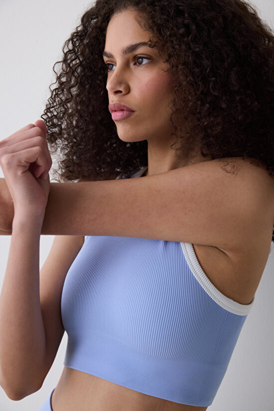 Açık Mavi Dikişsiz Seamless Üst - 4