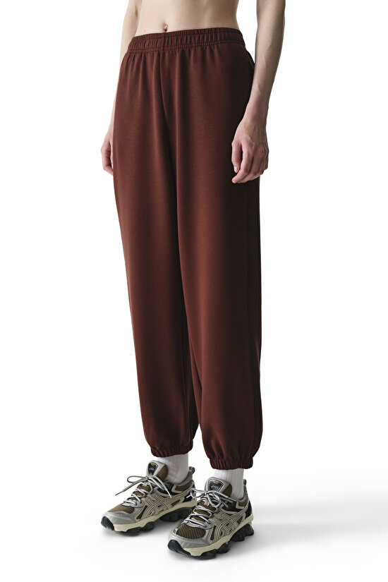 Kahverengi Silky Feel Contrast Jogger Pantolon - 2