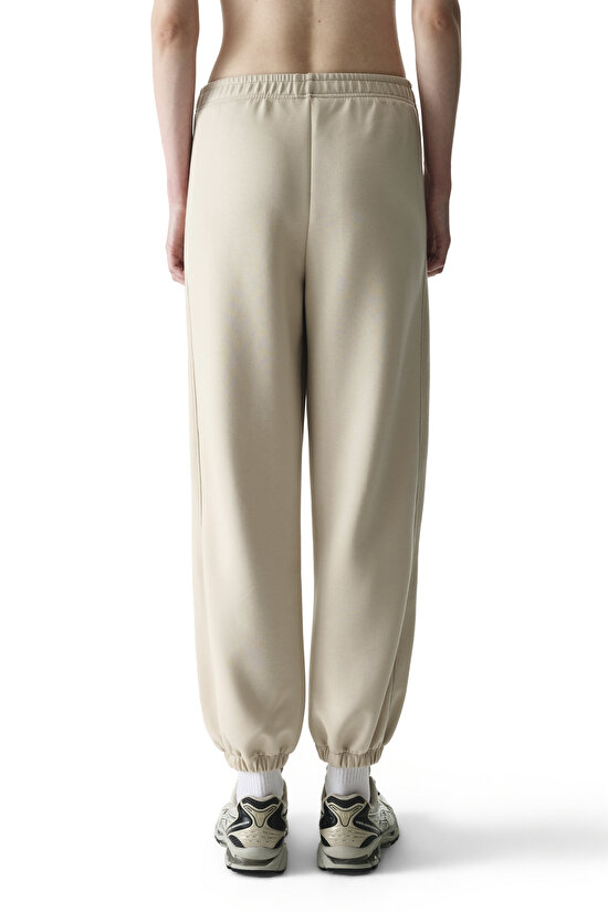 Bej Silky Feel Contrast Jogger Pantolon - 3