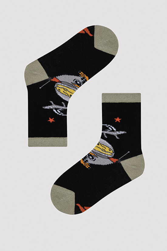 Erkek Çocuk Space 3 lü Çok Renkli Soket Çorap - 4
