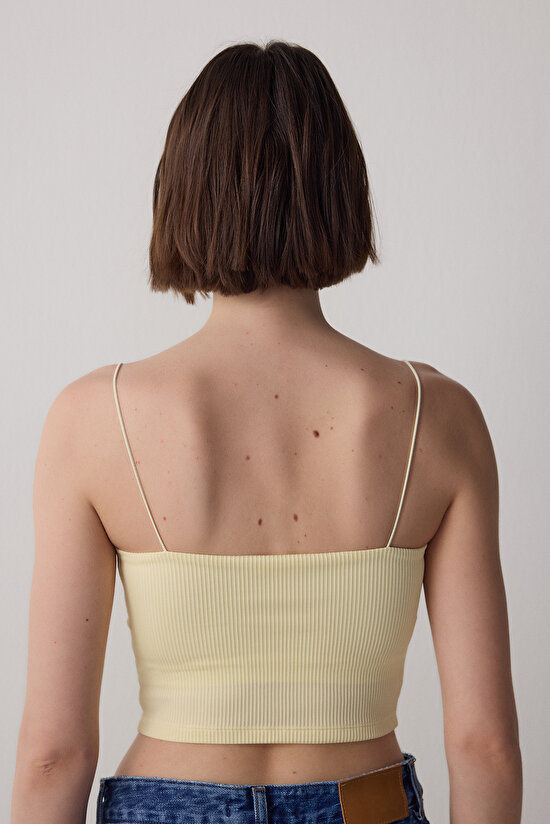 Pastel Yellow Crop Rib Top - 3