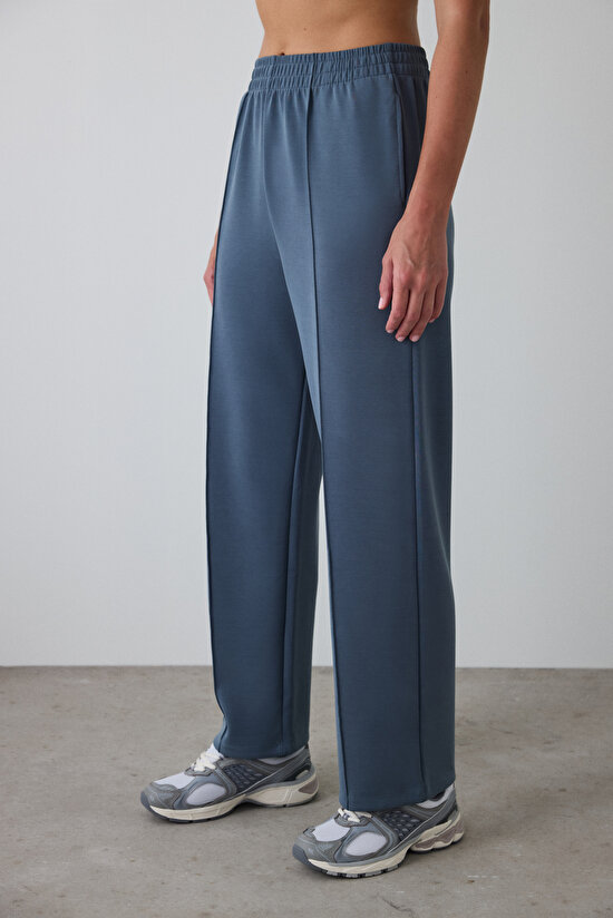 Dark Grey High Waist Elastic Straight Leg Modal Trousers Dark Grey High Waist Elastic Straight Leg Modal Trousers - 4