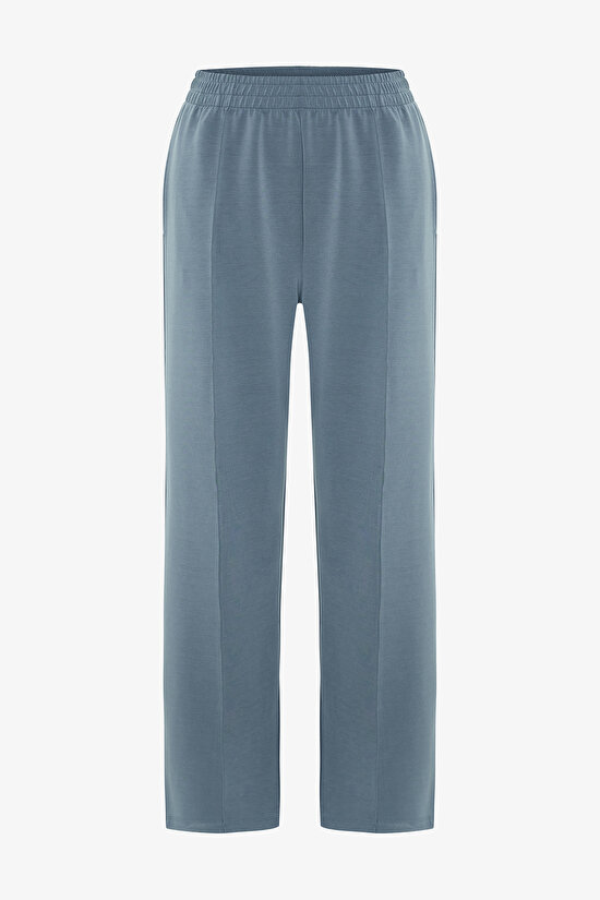 Dark Grey High Waist Elastic Straight Leg Modal Trousers Dark Grey High Waist Elastic Straight Leg Modal Trousers - 7
