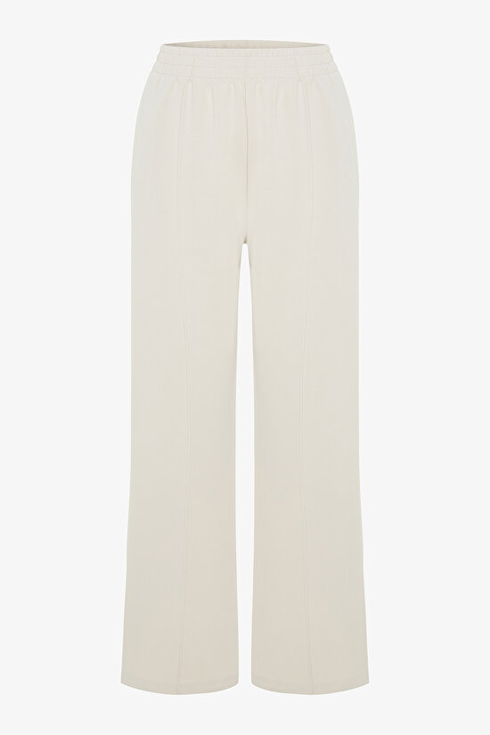 Beige Modal High Waist Straight Leg Trousers Beige Modal High Waist Straight Leg Trousers - 12