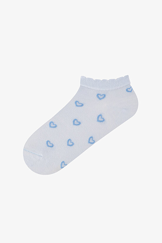 5 Çift Pamuklu Kalp Desenli Fırfırlı Patik Çorap - 5