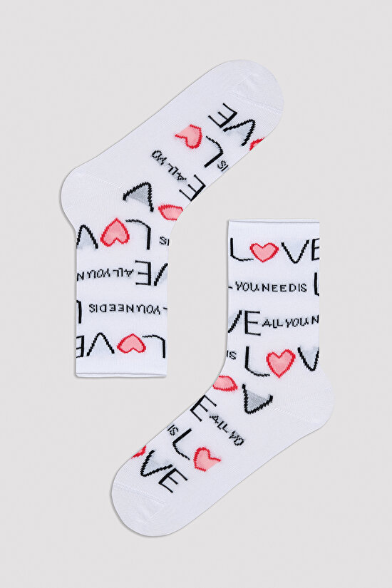 Love Beyaz 3lü Soket Çorap - 3