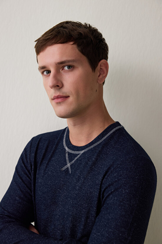 Lacivert Erkek Basic Uzun Kollu Pijama Takımı - 3