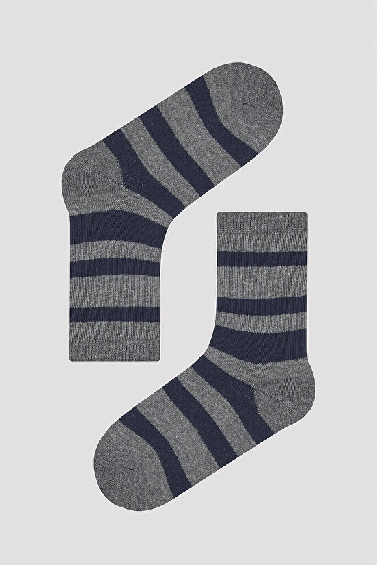 Erkek Çocuk Renkli Çizgi Detaylı 4 lü Soket Çorap - 3