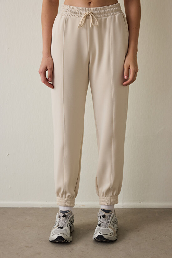 Bej Modal Şardonlu Jogger Eşofman Altı - 2