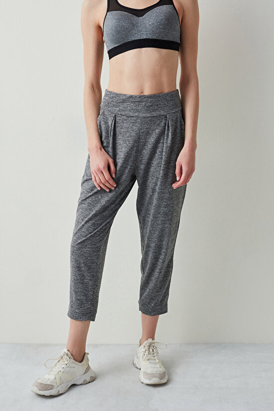 Grey Melange Yoga Pant - 1