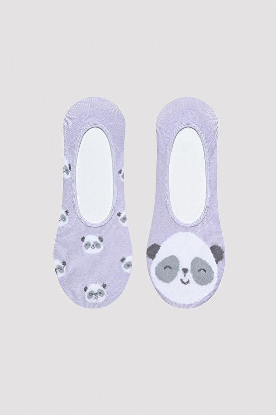Lovely Panda Lila 2li Babet Çorabı - 1