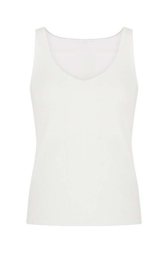 Beyaz V Neck Üst - 6
