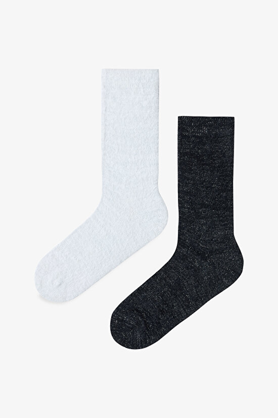 2 Çift Işıltılı Kalın Soket Çorap - 1