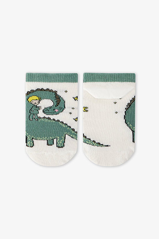 Renkli Erkek Çocuk Sleepasaurus 3'lü Patik Çorap - 5