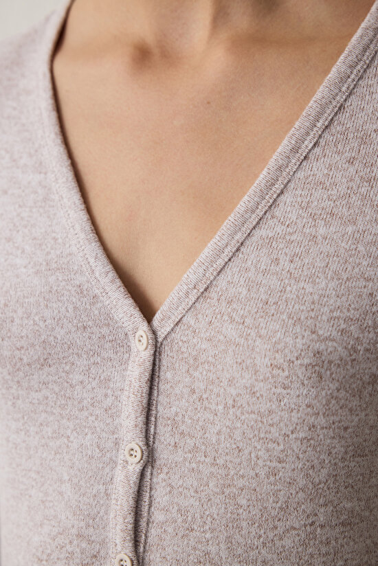 Bej Melanj V Yaka Uzun Kollu Hırka - 5