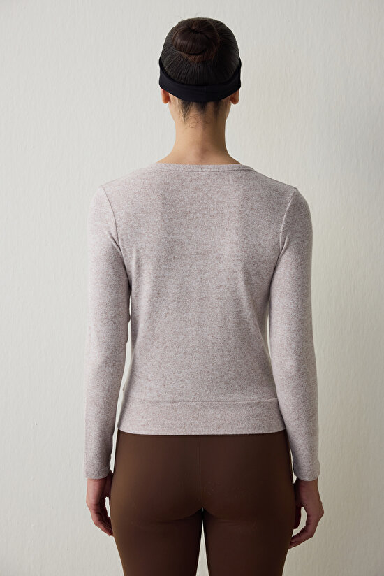 Bej Melanj V Yaka Uzun Kollu Hırka - 8