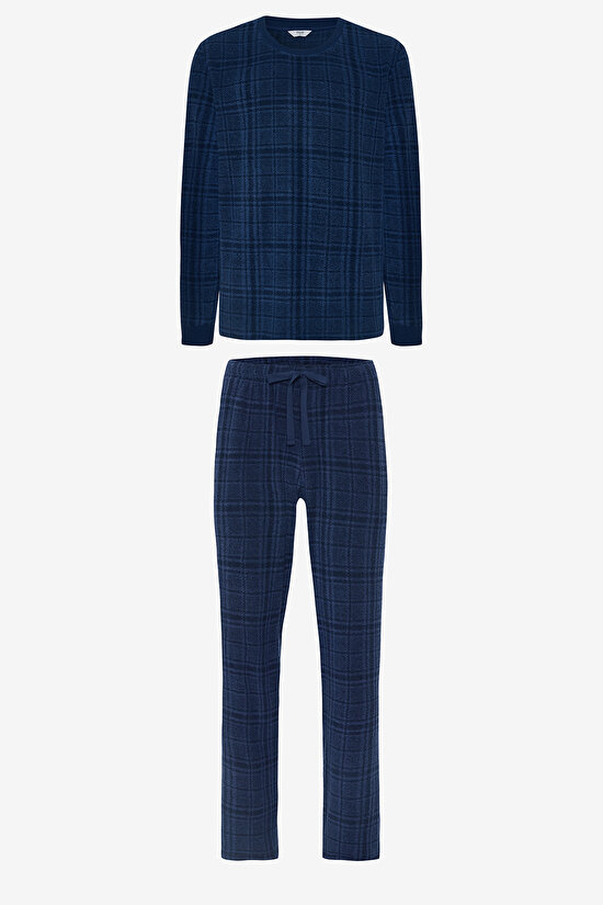 Erkek Ekoseli Oversize Pamuklu Pijama Takımı - 1