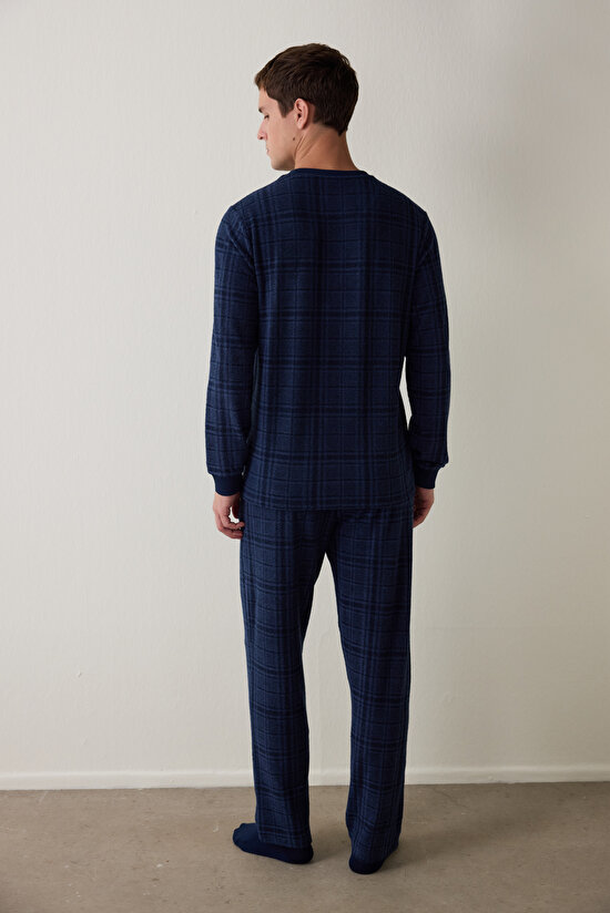 Erkek Ekoseli Oversize Pamuklu Pijama Takımı - 7