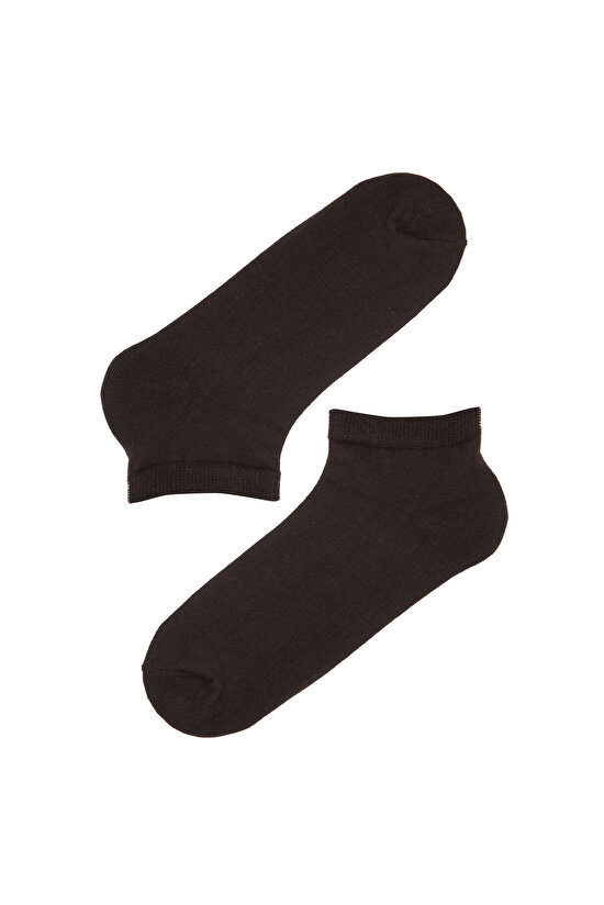 Çok Renkli 4'lü Kahverengi Patik Çorap - 5