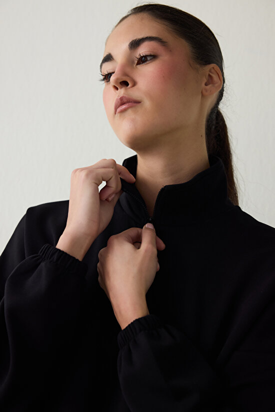 Black Turtleneck Modal Long Sleeve Top - 3