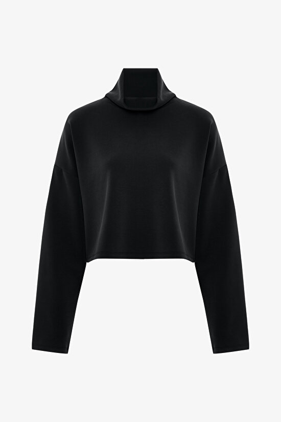 Black Turtleneck Modal Long Sleeve Top - 8