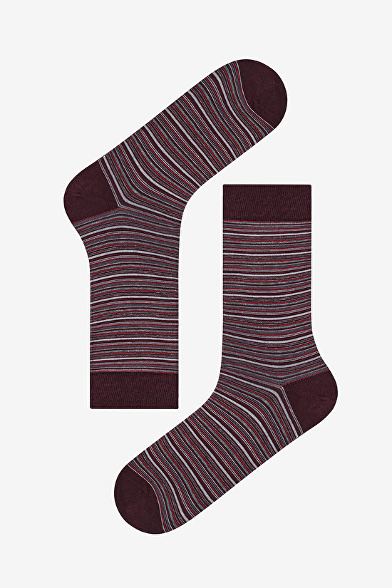 Erkek Colourful 3lü Bordo Soket Çorap - 4