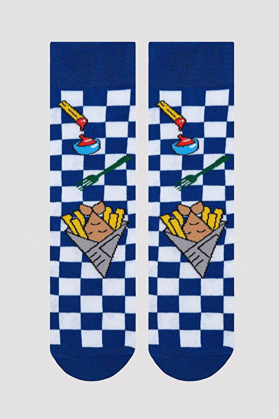 Erkek Fries Mavi Soket Çorap - 1