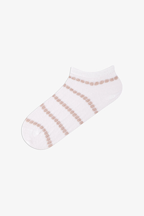 5 Pairs Seamless Toe Cotton Colorful Self-Patterned Footie Socks - 3