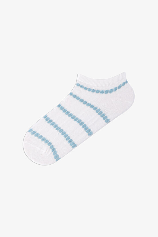 5 Pairs Seamless Toe Cotton Colorful Self-Patterned Footie Socks - 4