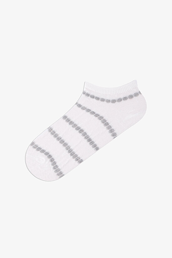 5 Pairs Seamless Toe Cotton Colorful Self-Patterned Footie Socks - 5