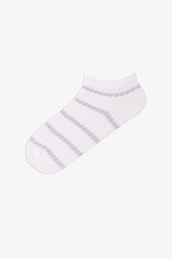 5 Pairs Seamless Toe Cotton Colorful Self-Patterned Footie Socks - 6